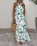 Halter Neck Printed Backless Sexy Dress
