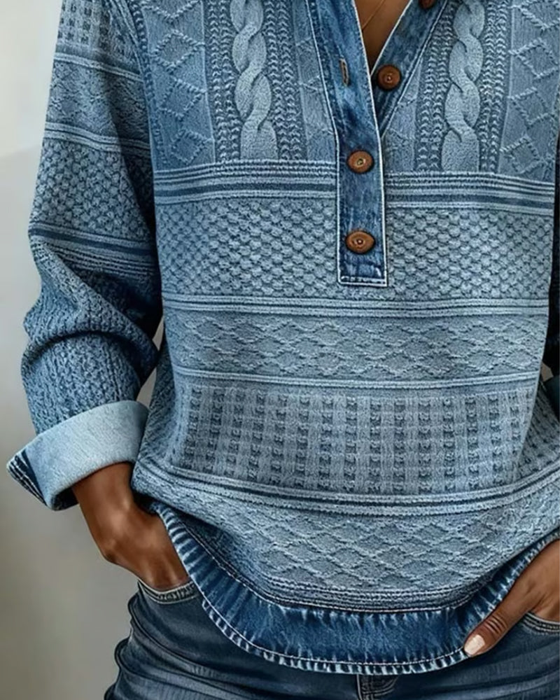 Fashionable Half Button Lapel Sweatshirt