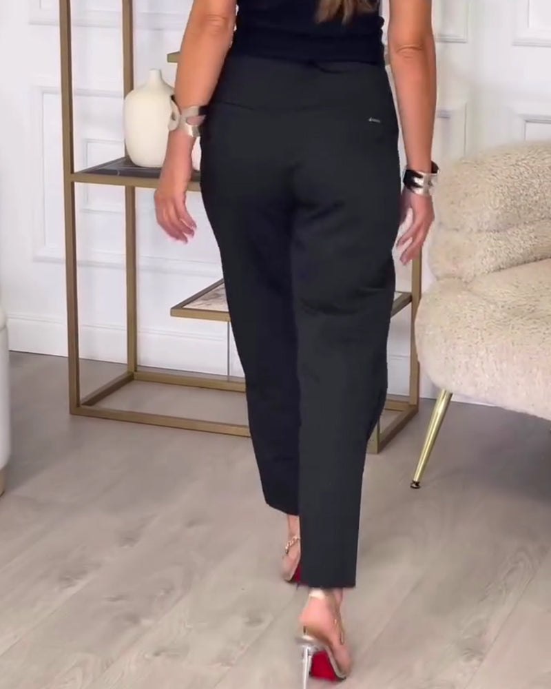 Wrap-Style Small-Foot Casual Pants