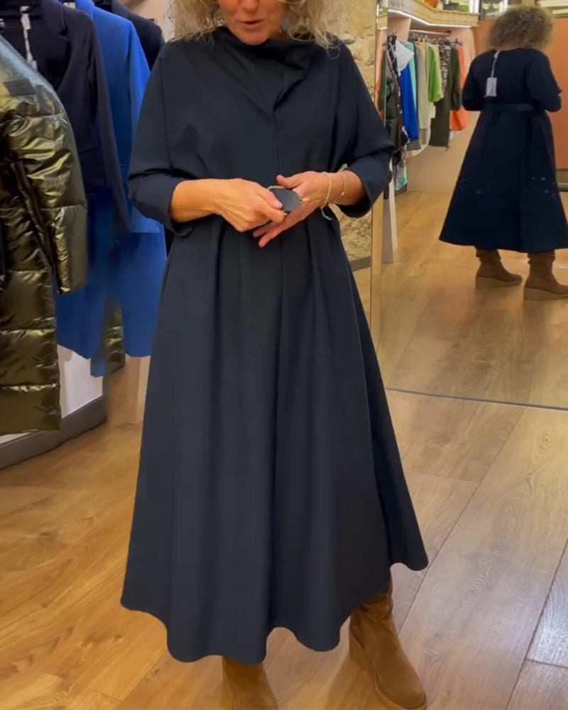Solid color pocket casual dress