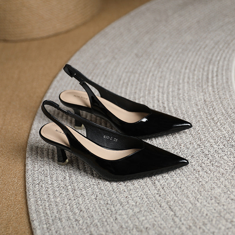 Solid color temperament pointed high heels