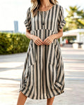 Round Neck Loose Striped Dress