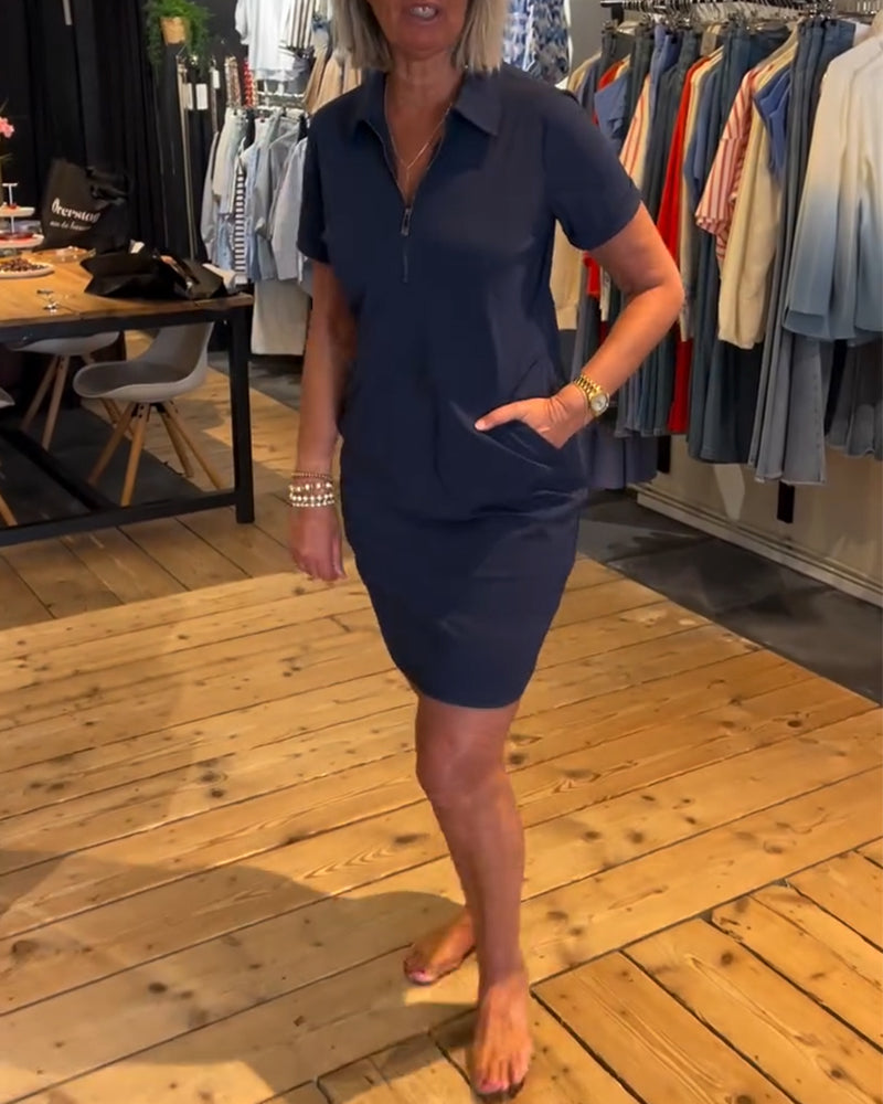Lapel Zipper Dress