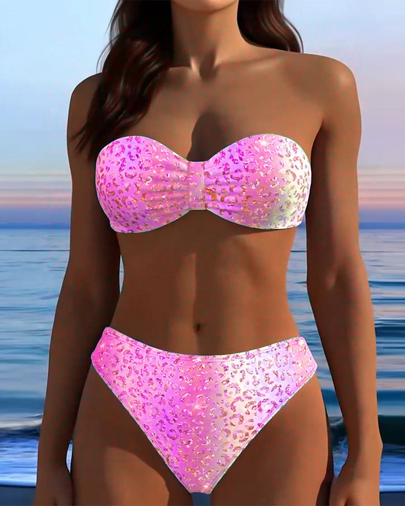 Leopard Print Bandeau Bikini