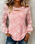 Hollow-Out Fashion Patchwork Blouse