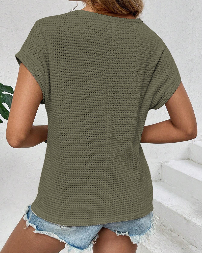 Raglan Mesh Hollow Out Breathable T-Shirt