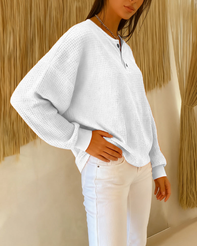 Fashionable Casual Solid Color Long-Sleeved Sweatshirt