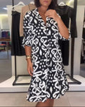 V-Neck Elegant Printed Dress