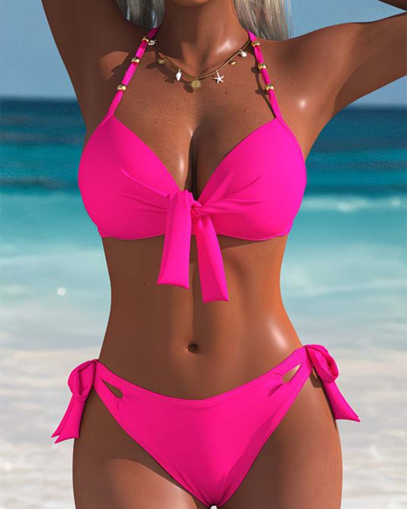 Sexy Solid Halter Bikini