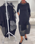 Solid Color Splicing Fashionable Dress