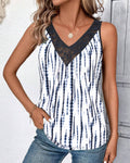 Sleeveless V-Neck Lace Panel Vest
