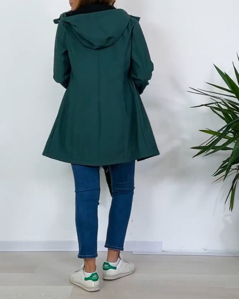 Fashion solid color zipper button detachable coat