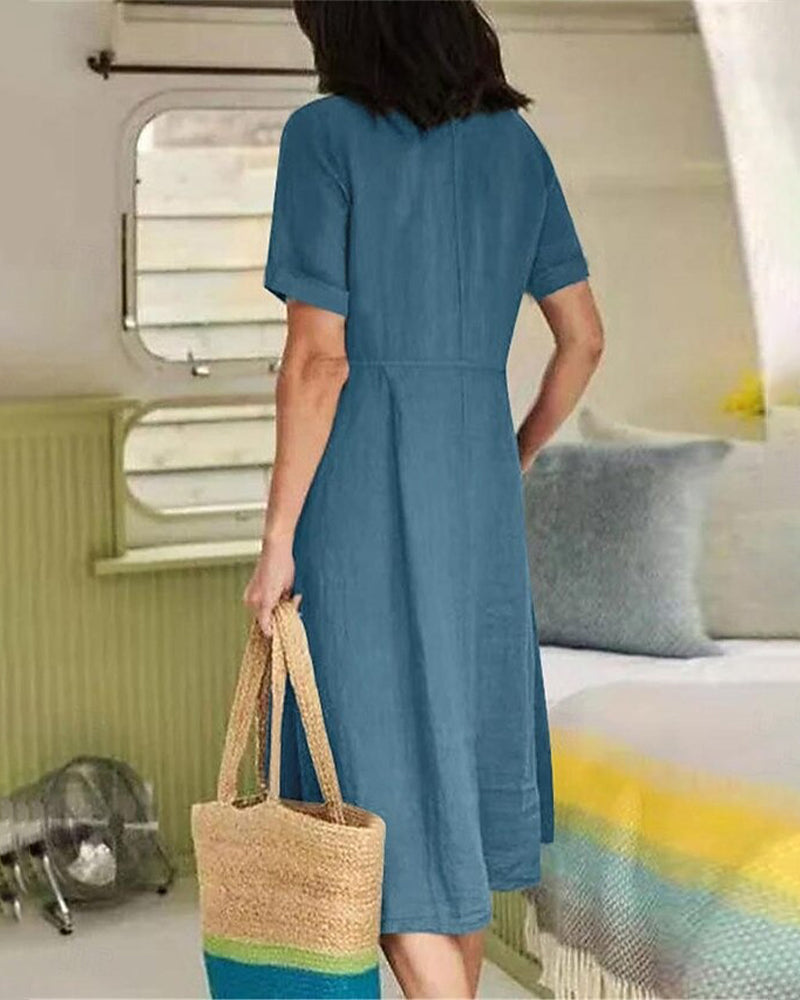 Casual Single-Breasted Dress