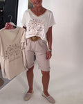 V-Neck Printed Versatile T-Shirt