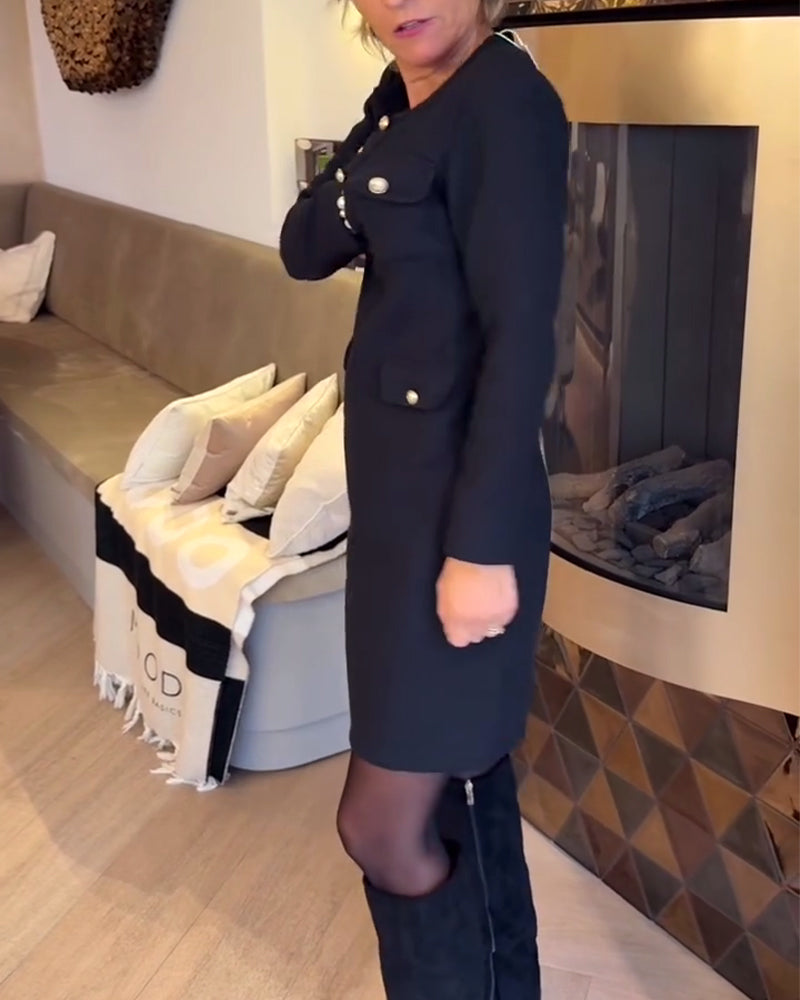 Elegant And Slimming Long-Sleeved Dress