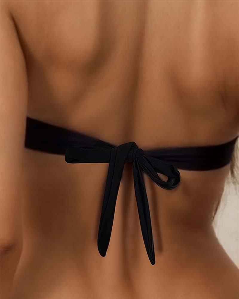 Halterneck Metal Buckle Split Bikini