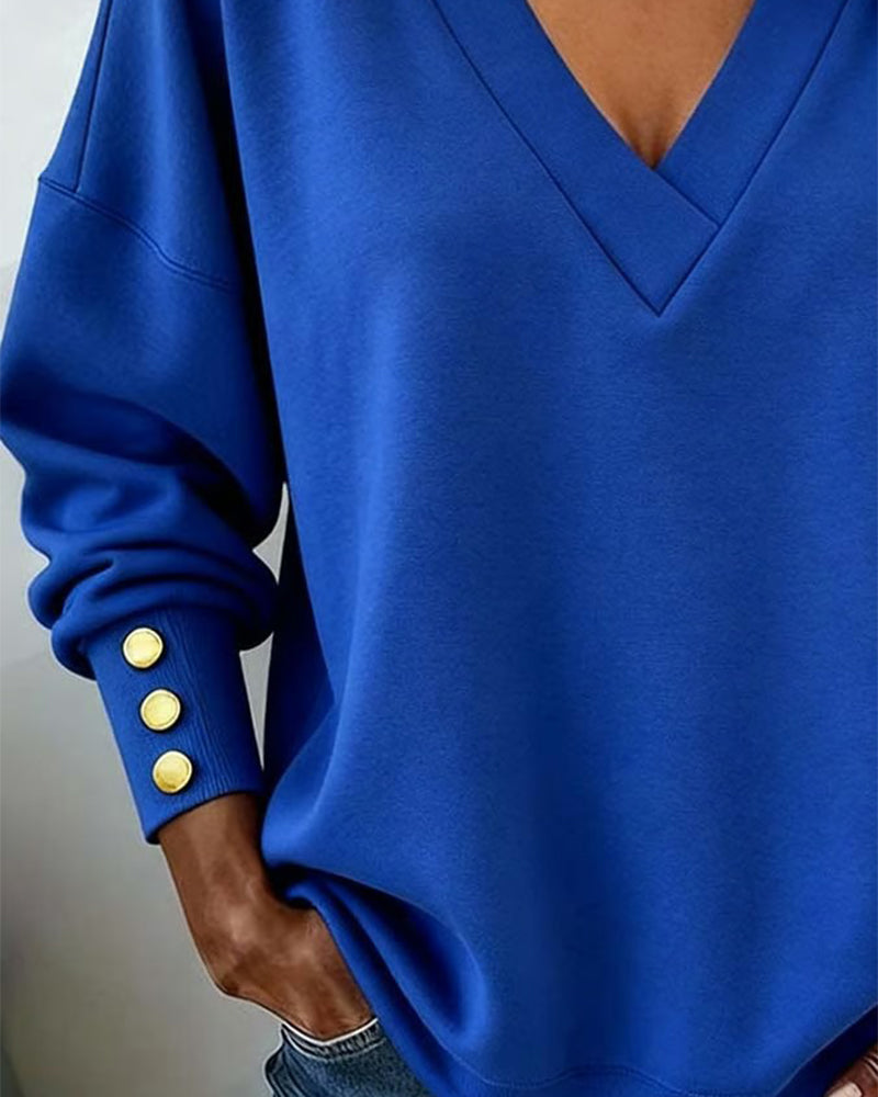 Stylish V-Neck Horseshoe Sleeve Top