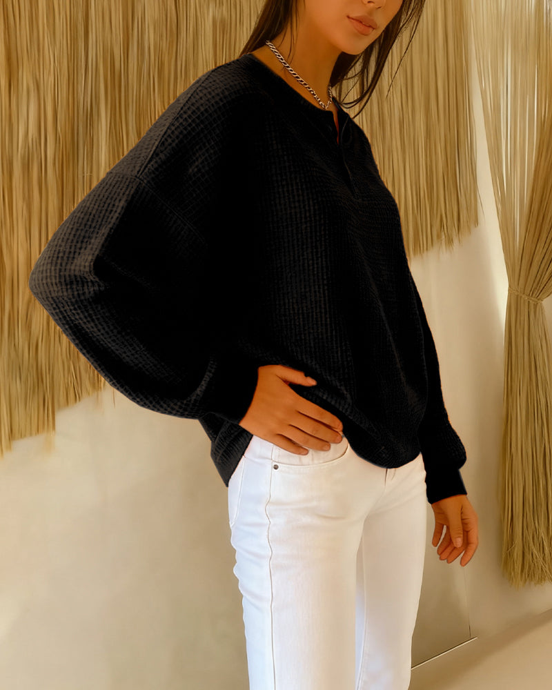Fashionable Casual Solid Color Long-Sleeved Sweatshirt
