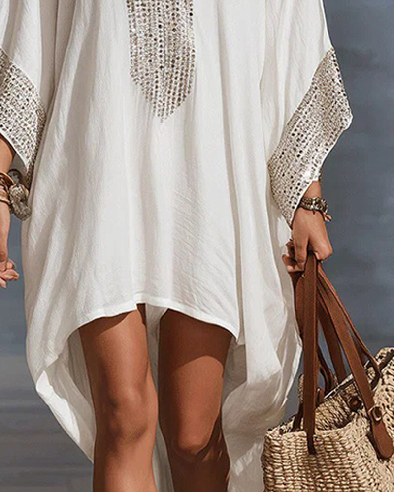 Deep V-Neck Vacation Fashion Loose Fit Dress