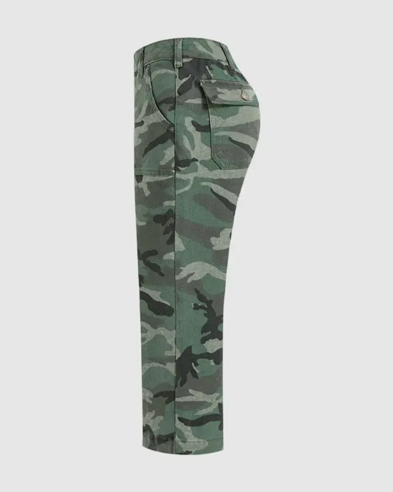 Cargo Wide-Leg Cropped Pants