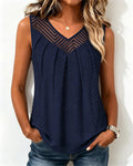 V-Neck See-Through Mesh  Tank Top