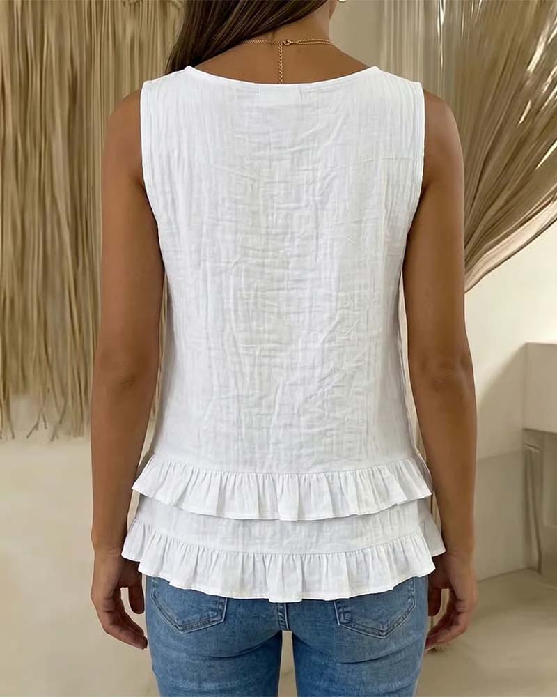 Double Layer V-Neck Sleeveless Tank Top