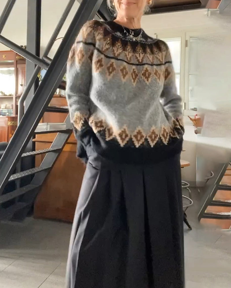Contrast geometric sweater