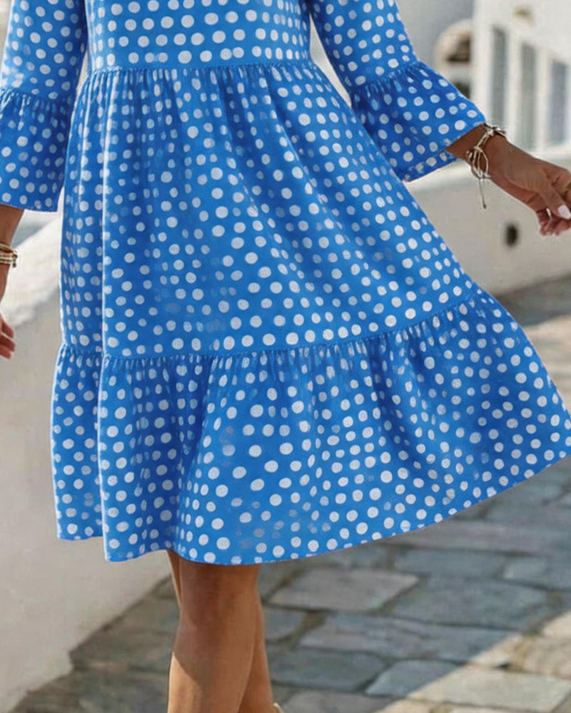Small V-Neck Polka Dot Loose Dress