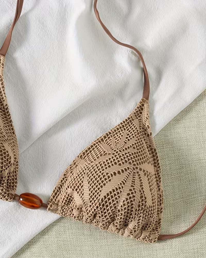 Drawstring Halter Neck Sexy Bikini Set