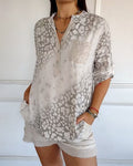 Casual Stand Collar Printed Blouse