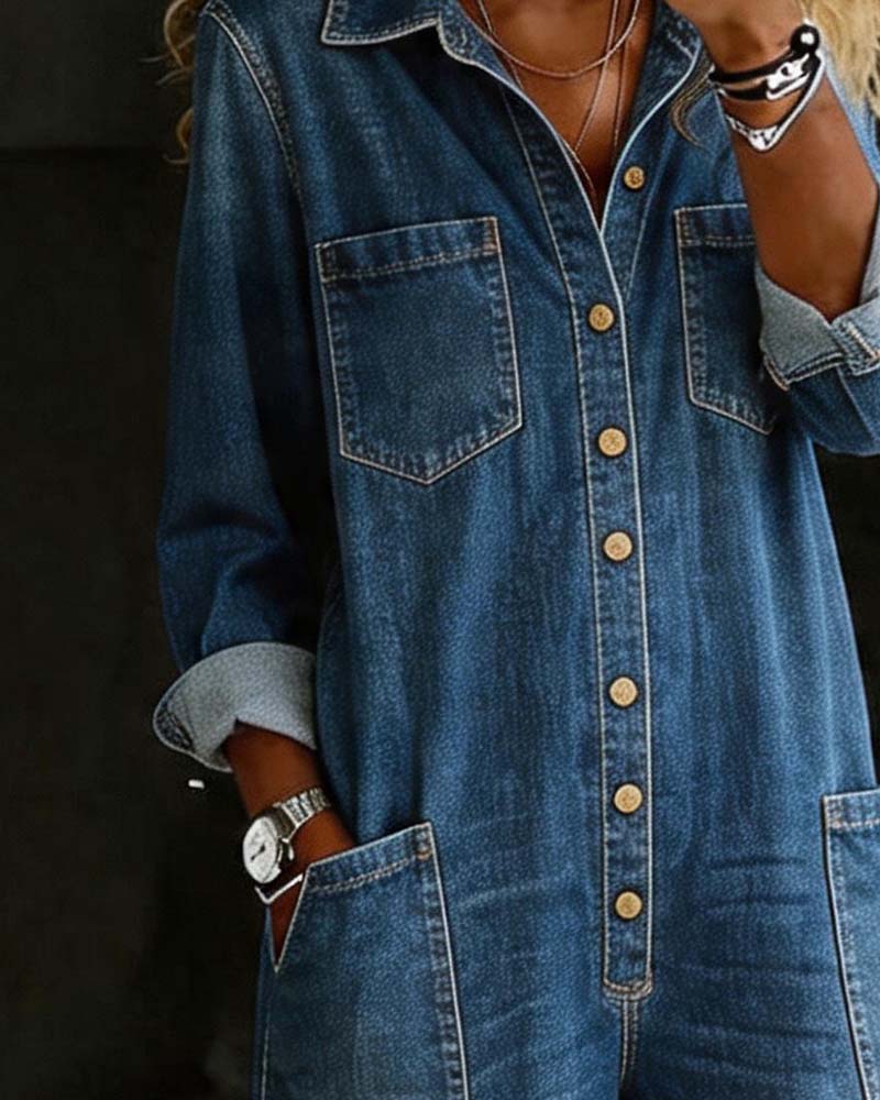 Cowboy Casual Loose Large Pocket Jumpsuit
