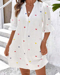 Colorful Heart Print V-Neck Dress