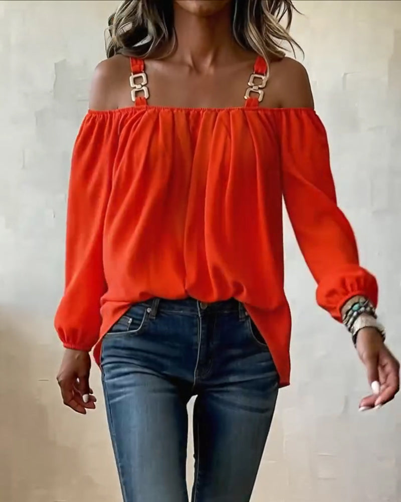 Cold Shoulder Solid Color Camisole Blouse