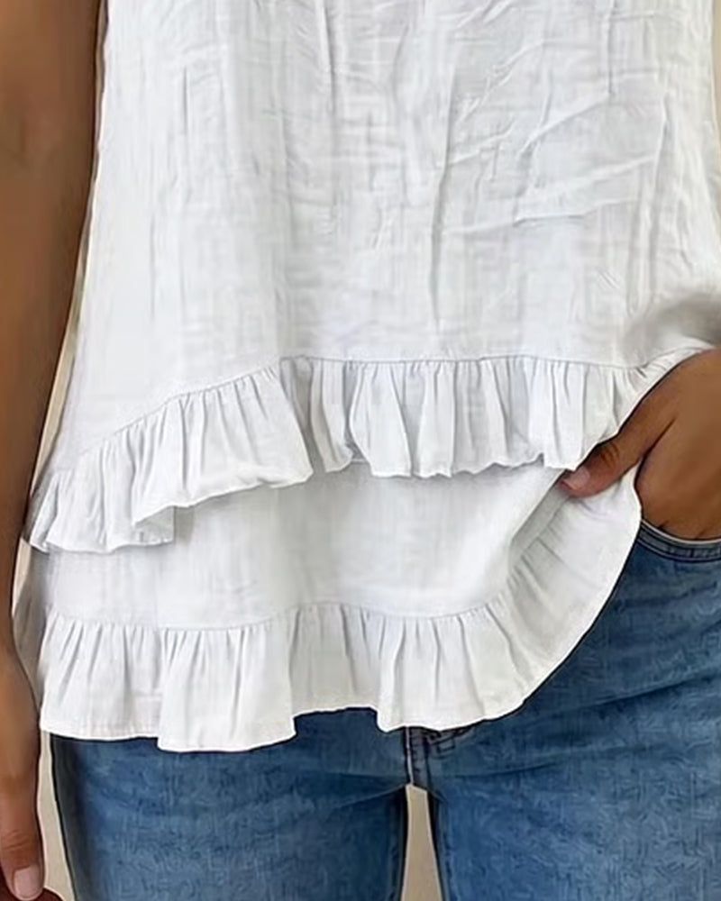 Double Layer V-Neck Sleeveless Tank Top