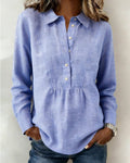 Open-Front Solid Color Lapel Blouse
