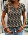 Ring Buckle Geometric Print T-Shirt