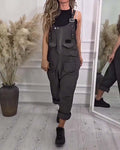 Solid Color Casual Workwear Jumpsuit