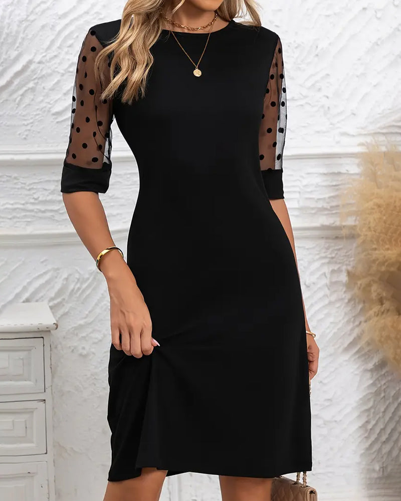 Elegant Dress with Tulle Panels