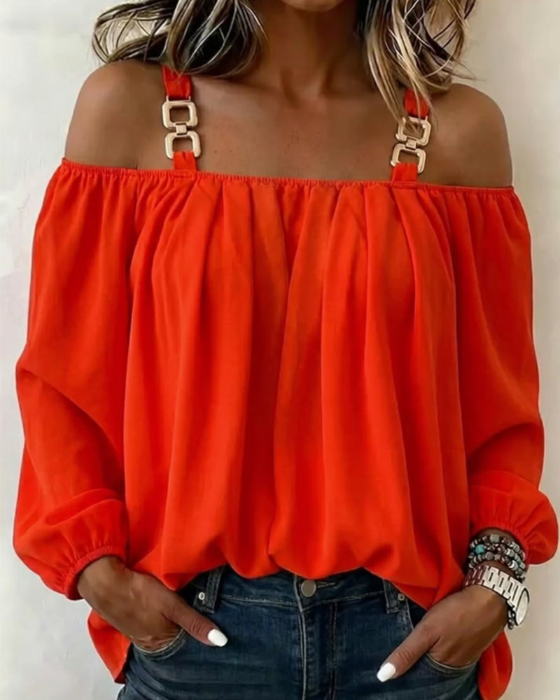 Cold Shoulder Solid Color Camisole Blouse