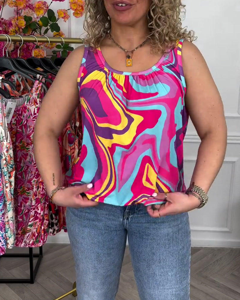 Colorful Print Loose Fit Tank Top