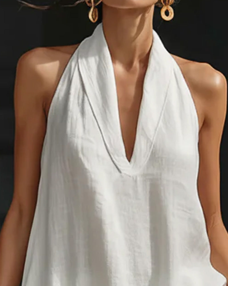 Fashionable Halter Neck Long  Dress