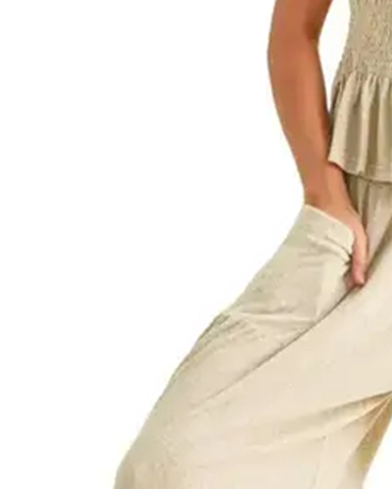 Solid-Color Short-Sleeve Set