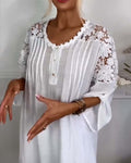 Round Neck Lace Patchwork Floral Blouse