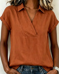 Solid Color Short-Sleeved Loose Blouse