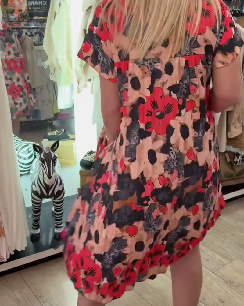 A-Hem Short-Sleeved Long Dress