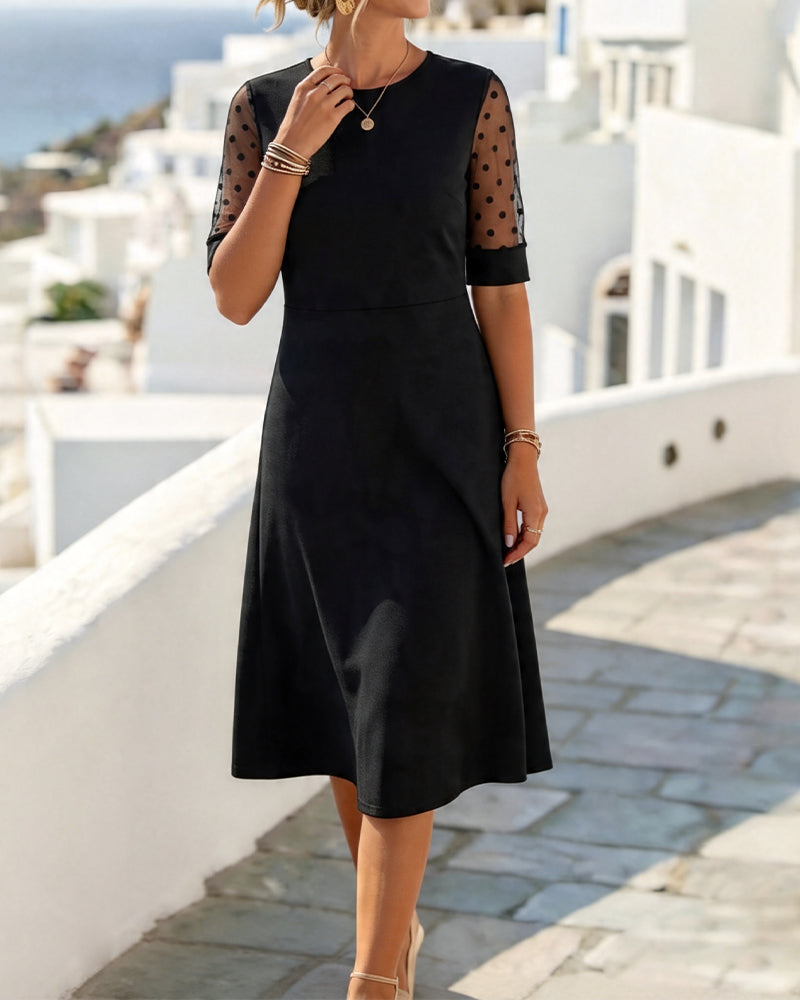 Casual Polka Dot Three-Quarter Sleeve Dress