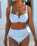 High Waist Striped Drawstring Bikini