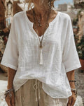V-Neck Half Sleeve Solid Top