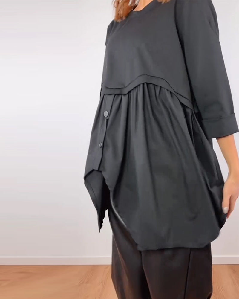 Irregular A-Line Pleated Blouse