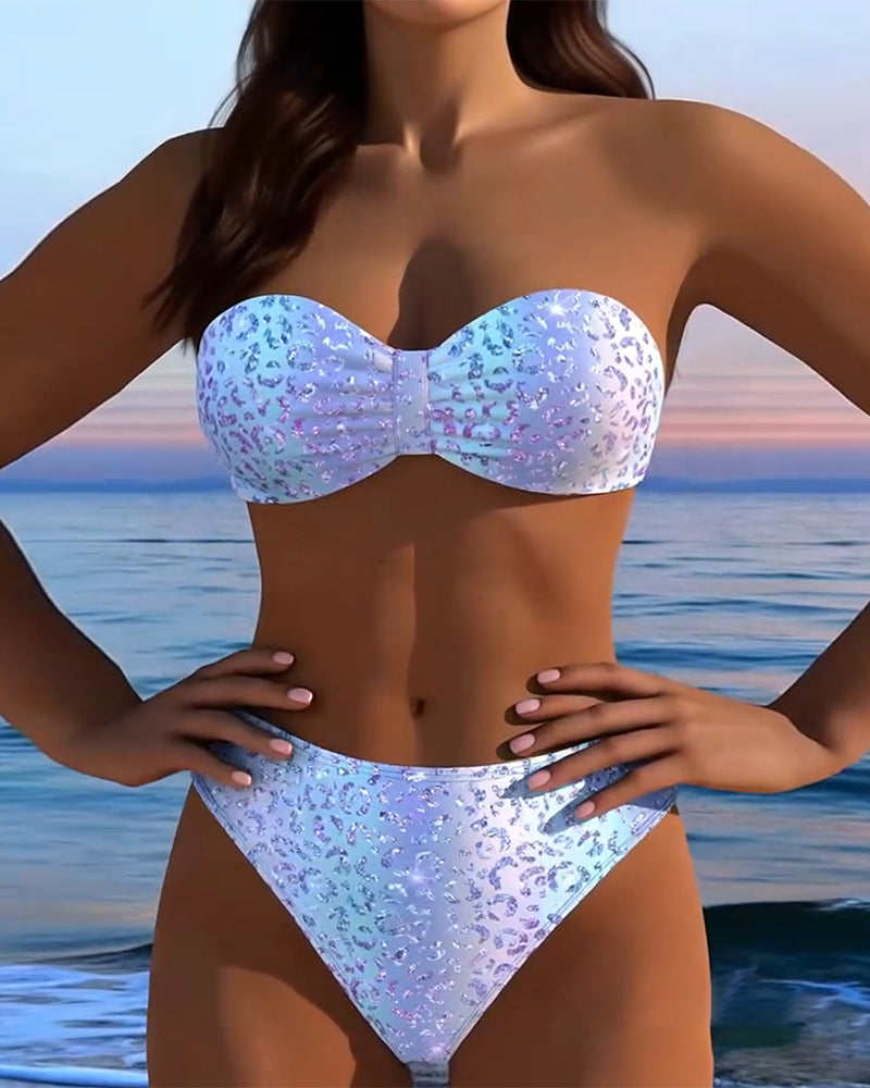 Leopard Print Bandeau Bikini